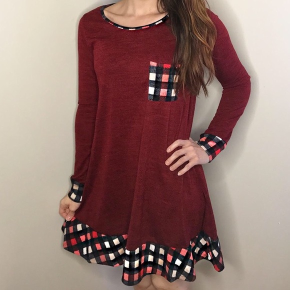 Baby French Terry Plaid Accent Dress - Picture 4 of 5